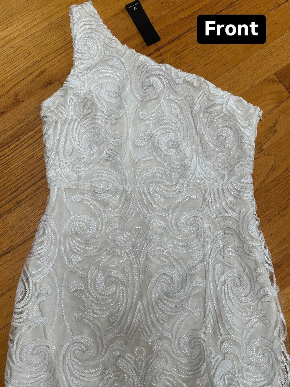 NWT Lulu's White Lace Sequin One Shoulder Dress
